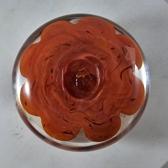 Rare Boyd Art Glass 1983 5th Anniversary Paperweight Orange 4.5" - Picture 3 of 9